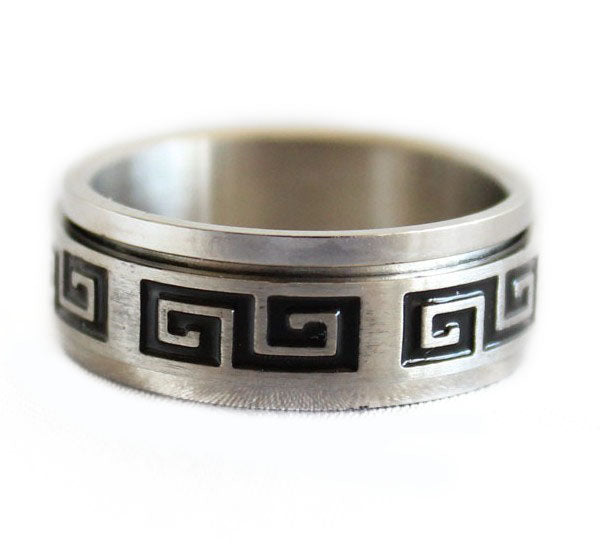 Silver Spinner Ring with Longevity Symbol-size 7 - Culture Kraze Marketplace.com