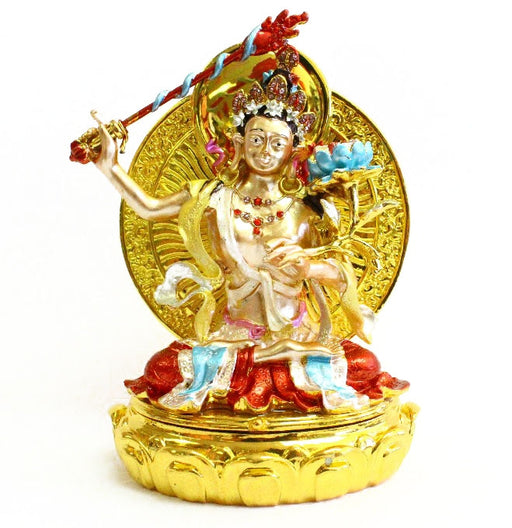 Manjushri Brass Bejeweled Statue - Culture Kraze Marketplace.com