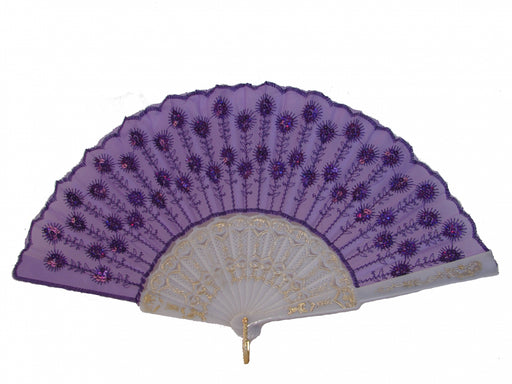 Peacock Pattern Sequin Fabric Hand Fan in Different Colors-purple - Culture Kraze Marketplace.com