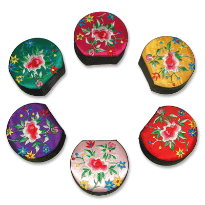 Chinese Embroidery Semi-Circular Makeup Box with Mirror - Culture Kraze Marketplace.com