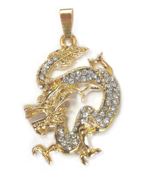 Bejeweled Golden Dragon Pendant - Culture Kraze Marketplace.com