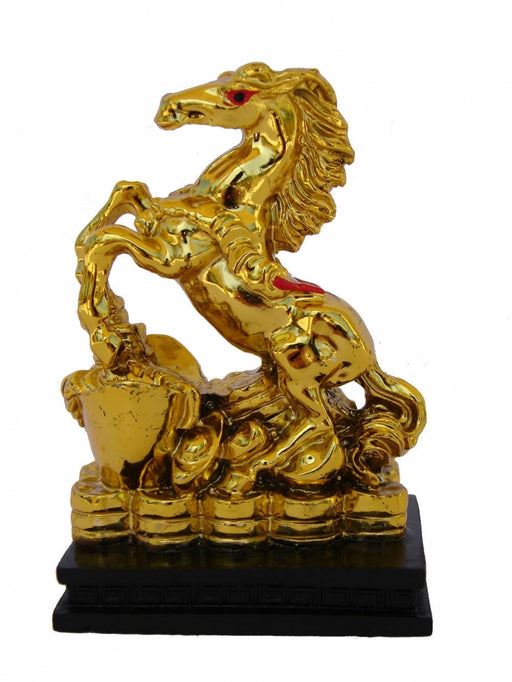 Golden Horse Statue Stepping on Feng Shui Ingot - Culture Kraze Marketplace.com