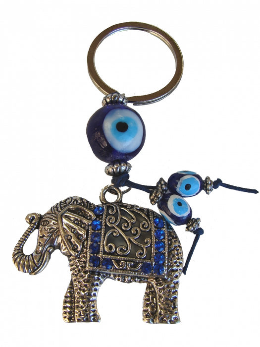 Elephant with Blue Evil Eye Protection Keychain - Culture Kraze Marketplace.com