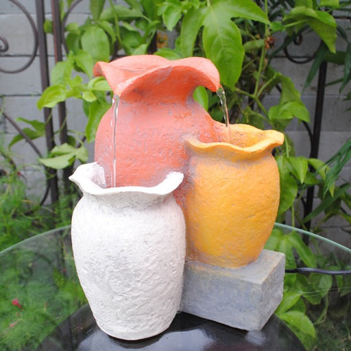 Multi Colorful Pots Tabletop Indoor Fountain - Culture Kraze Marketplace.com