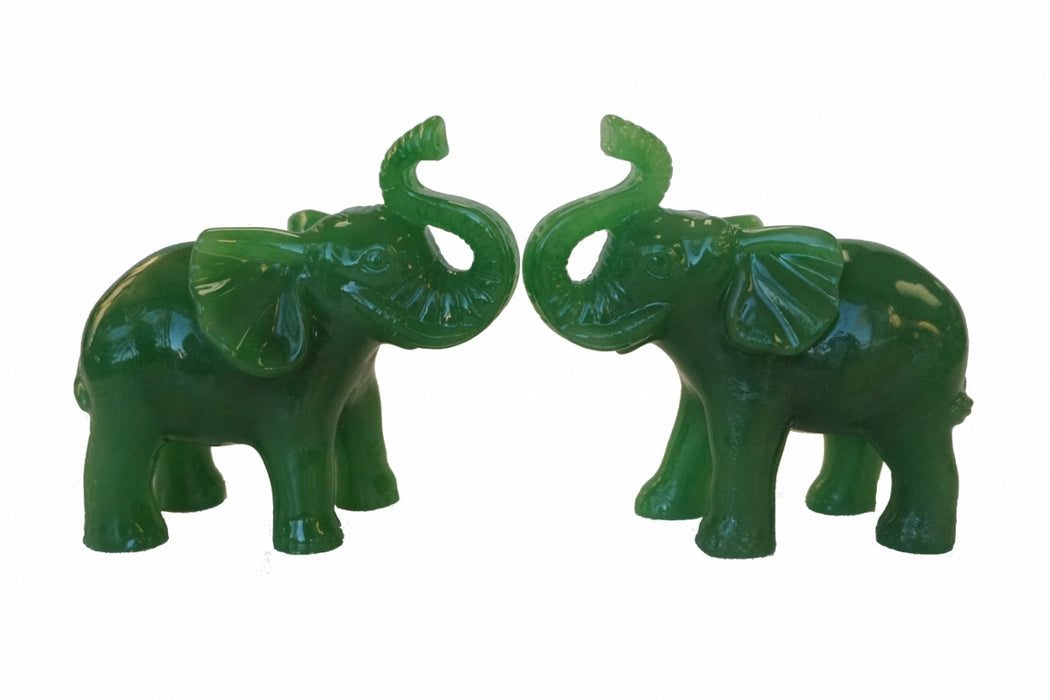 Pair of Green Elephant Statues - Culture Kraze Marketplace.com