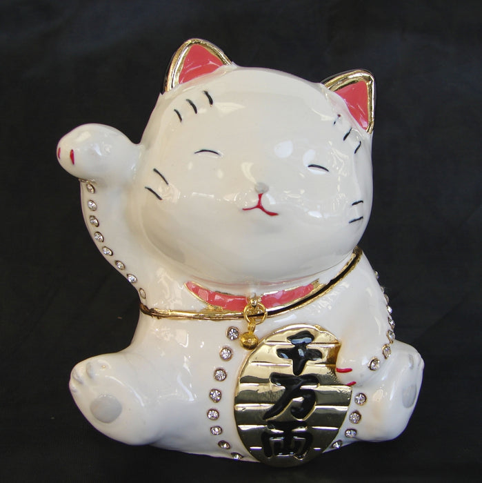 Bejeweled White Money Cat Figurine - Culture Kraze Marketplace.com