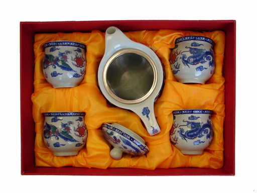 Chinese Style Tea Set with Dragon Phoenix Pictures - Culture Kraze Marketplace.com