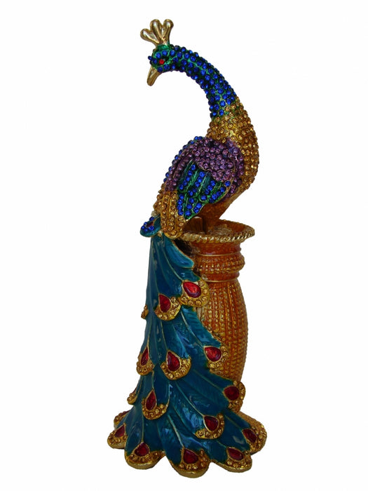 Bejeweled Lovely Peacock on Pedestal -green - Culture Kraze Marketplace.com
