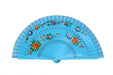 Wooden Hand Fan with Cloth on the Edge-blue - Culture Kraze Marketplace.com