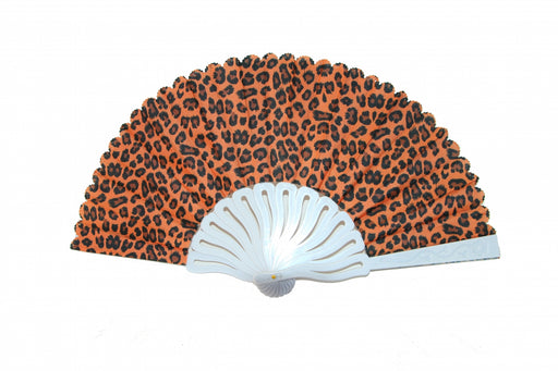 Leopard Style Hand Fan with White Slab-orange - Culture Kraze Marketplace.com
