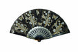 Embroidered Flower Chinese Hand Fan-Black and Gold - Culture Kraze Marketplace.com