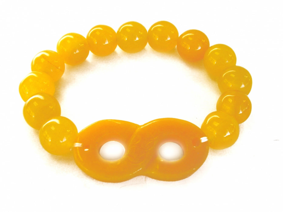Orange Color Jade Beaded Bracelet with Infinity Symbol - Culture Kraze Marketplace.com