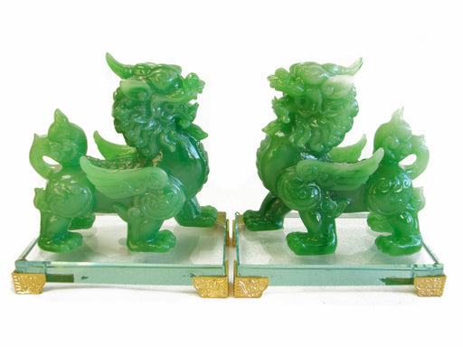 Pair of Green Pi Yao Statues - Culture Kraze Marketplace.com