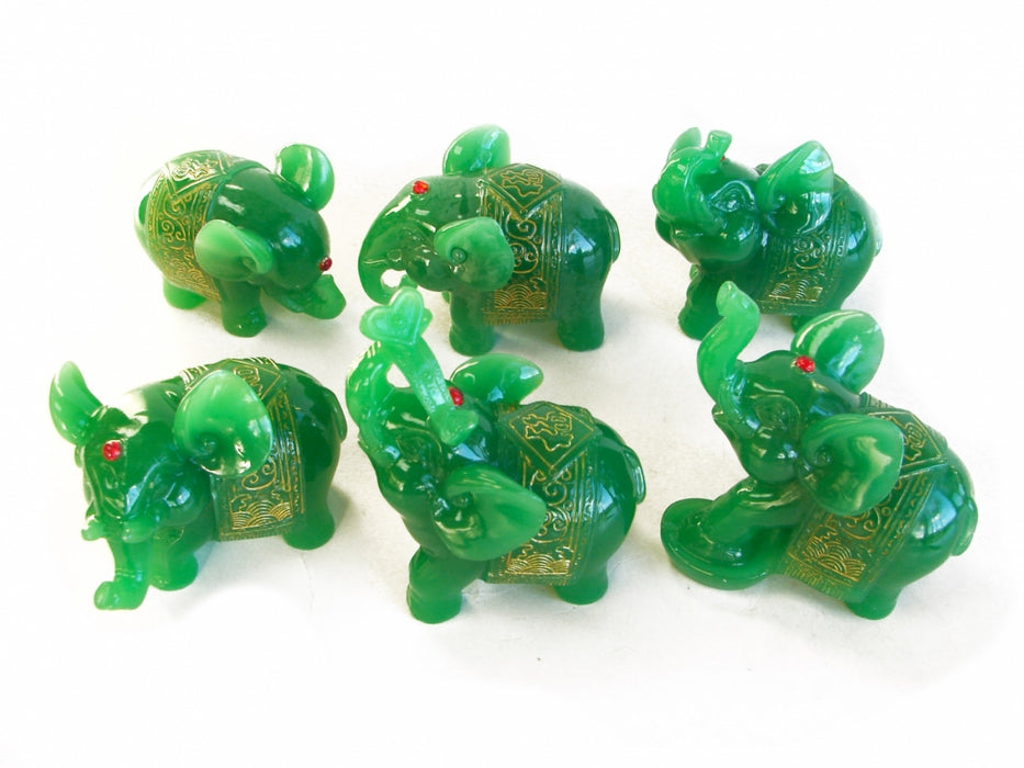 Set of Green Elephant Statues - Culture Kraze Marketplace.com