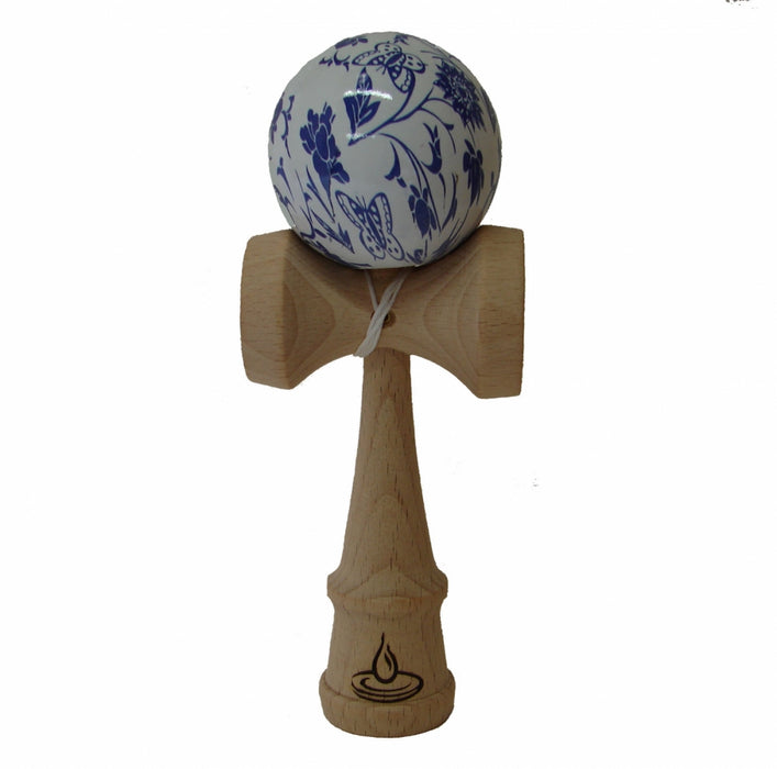 Blue/White Butterfly and Flower Freestyle Kendama - Culture Kraze Marketplace.com