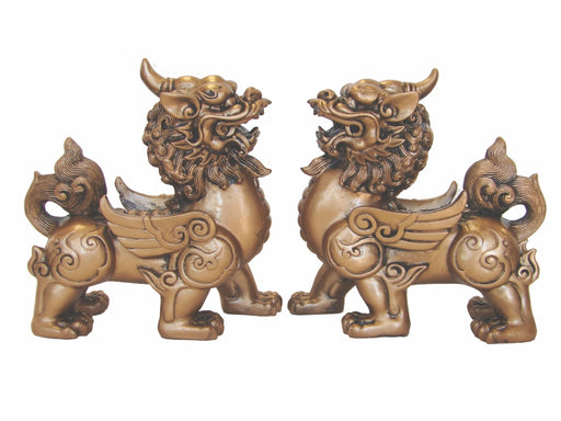 Pair of Golden Pi Yao Statues - Culture Kraze Marketplace.com