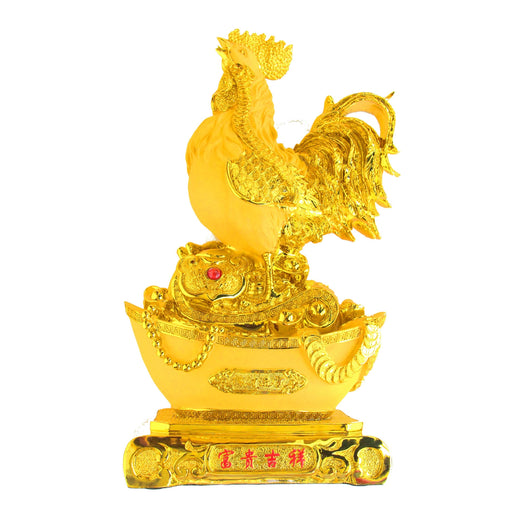 24 Inch Big Golden Rooster Wealth Sculpture - Culture Kraze Marketplace.com