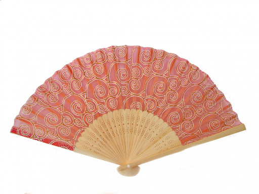 Natural Wooden Slab Folding Hand Fan with Picture of Auspicious Clouds-red - Culture Kraze Marketplace.com