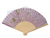 Natural Wooden Slab Folding Hand Fan with Picture of Rose-purple - Culture Kraze Marketplace.com