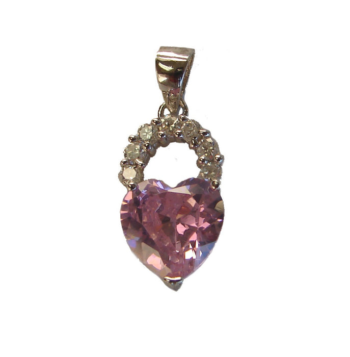 Heart Shape Pink Zircon Gem with 925 Sterling Silver Pendant - Culture Kraze Marketplace.com