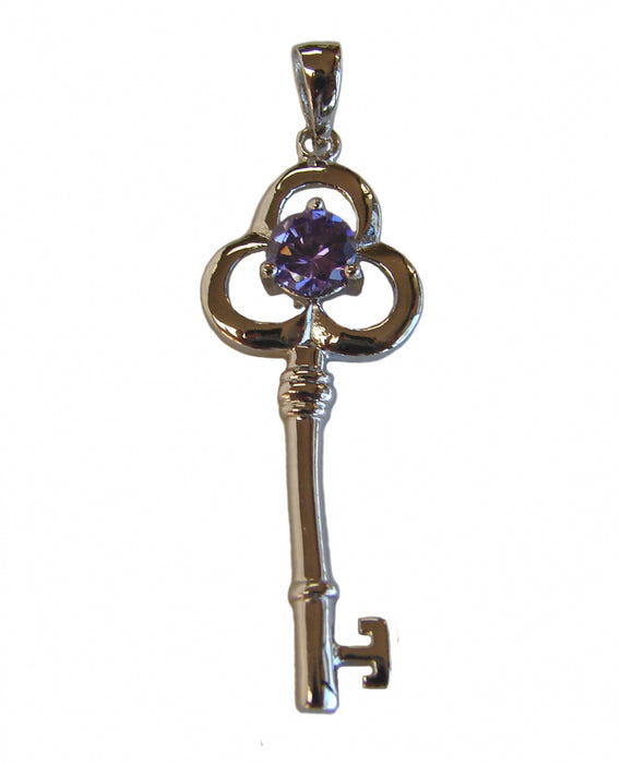 Key Shape Blue Zircon Gem with 925 Sterling Silver Pendant - Culture Kraze Marketplace.com