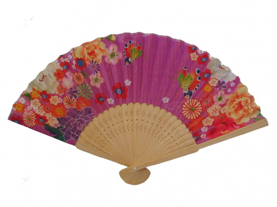 Wooden Slab Chinese Folding Hand Fan-Purple - Culture Kraze Marketplace.com