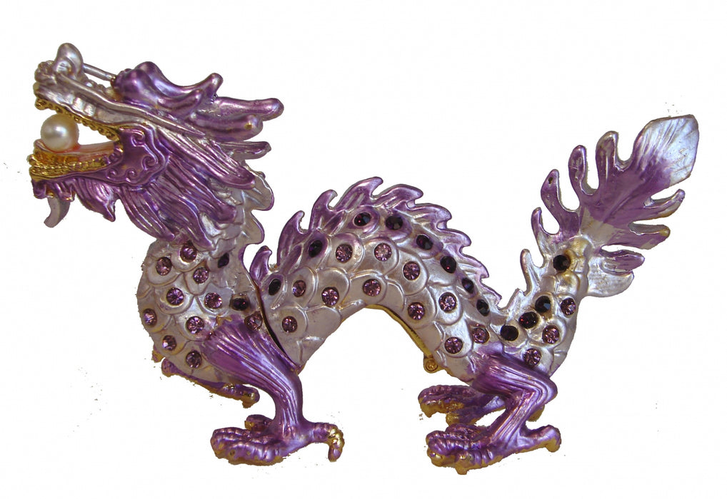 Purple Bejeweled Cloisonne Dragon Statue - Culture Kraze Marketplace.com