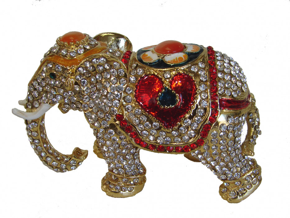 Bejeweled Cloisonne Elephant Statue with Trunk Down for Relationships - Culture Kraze Marketplace.com
