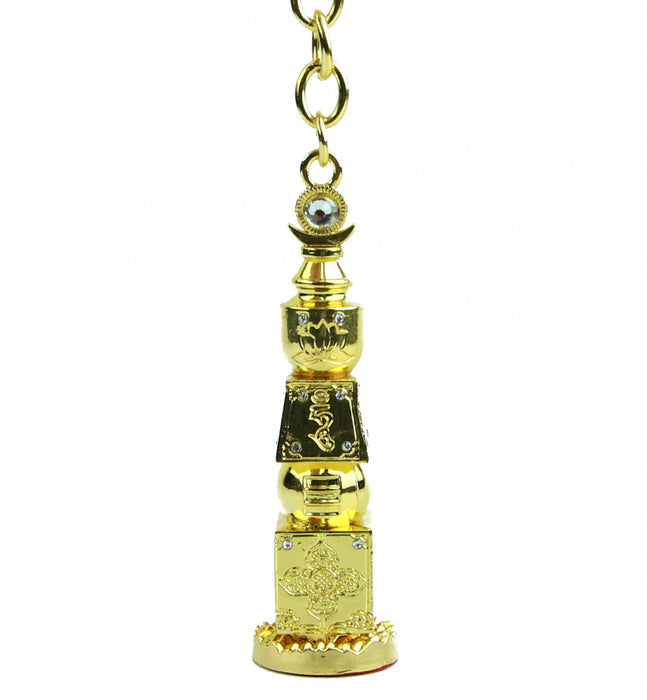 Big Size Bejeweled 5 Element Pagoda Keychain - Culture Kraze Marketplace.com