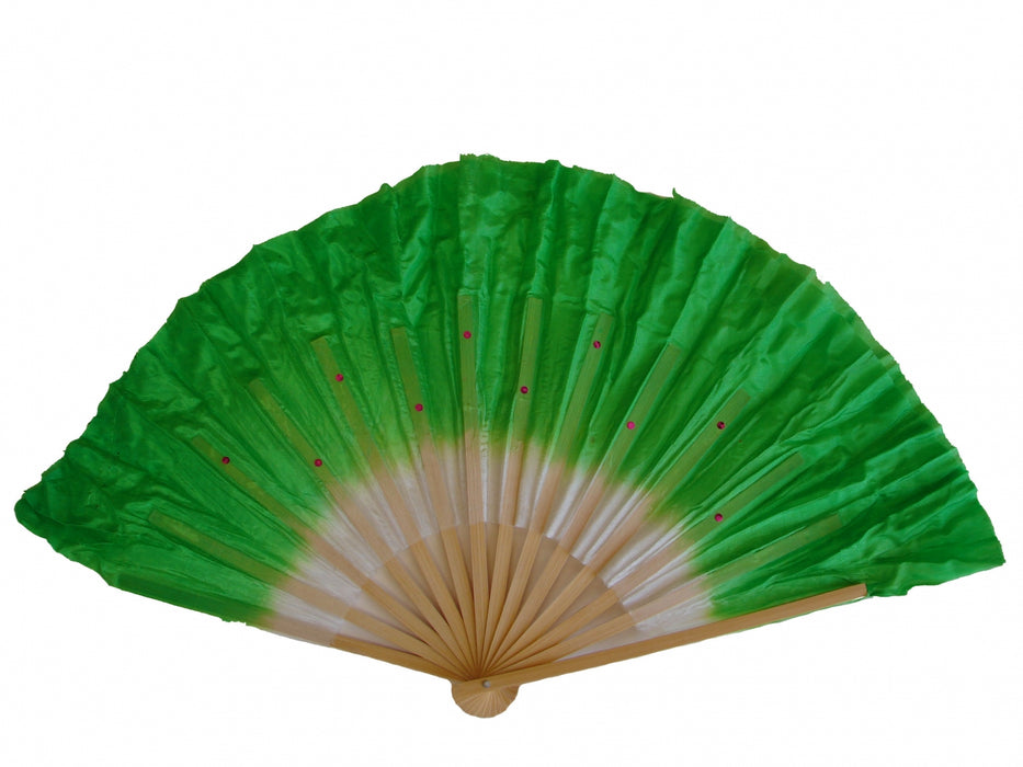 Folding Silk Dancing Hand Fan-Green - Culture Kraze Marketplace.com