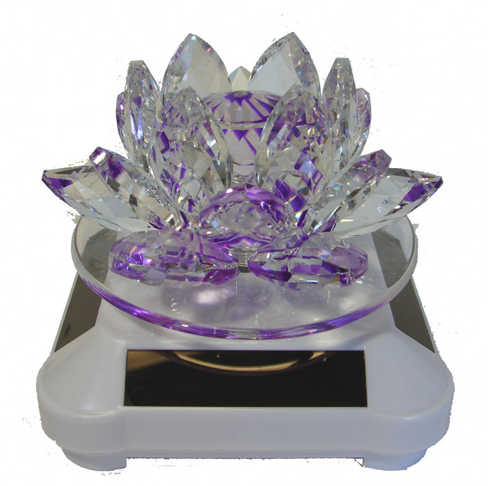 Crystal Lotus with Solar Operated Rotator-Rainbow - Culture Kraze Marketplace.com