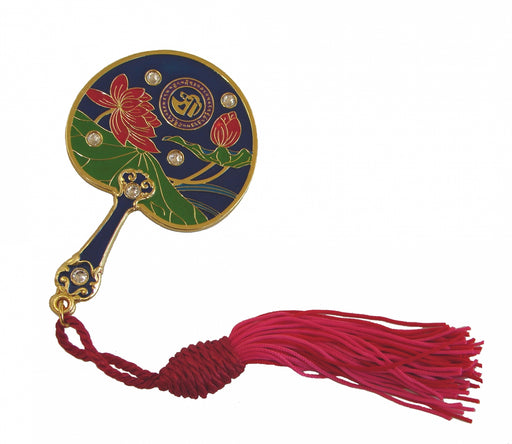 Lotus Mirror Fan w/ Red Tassel for Prosperity and Success - Culture Kraze Marketplace.com