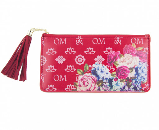 Red OM Women's Wallet, Faux Leather Zipper Pouch Wallet - Culture Kraze Marketplace.com