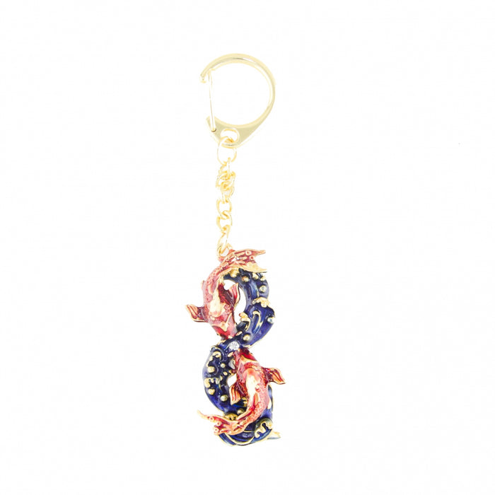 Bejeweled Pair of Carps Amulet Keychain - Culture Kraze Marketplace.com