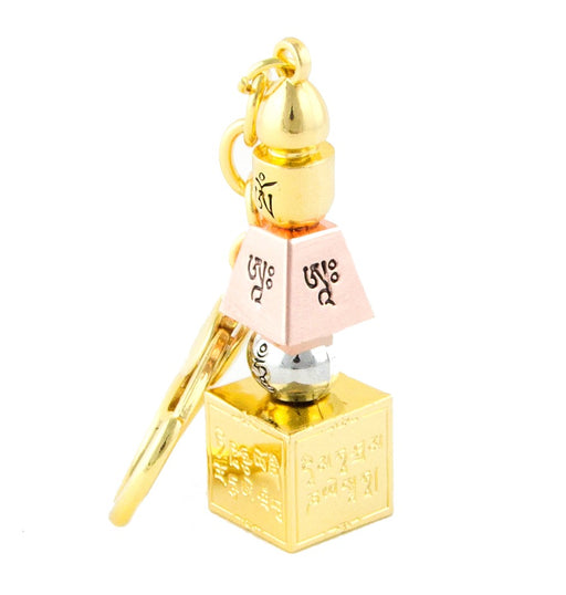 Tri-Coloured 5 Element Pagoda Hanging Keychain Amulet - Culture Kraze Marketplace.com