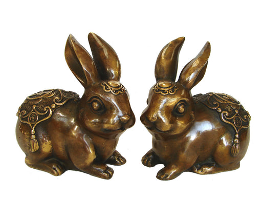 Pair of Big Copper Rabbit Statues - Culture Kraze Marketplace.com