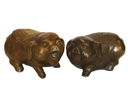 Pair of Big Copper Pig Statue - Culture Kraze Marketplace.com