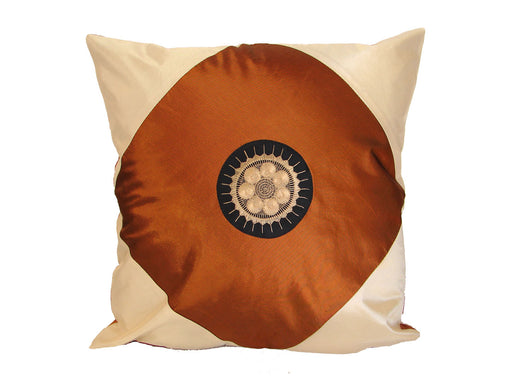 Brown Silk Throw Pillow Cover w/ Embroidery - Culture Kraze Marketplace.com