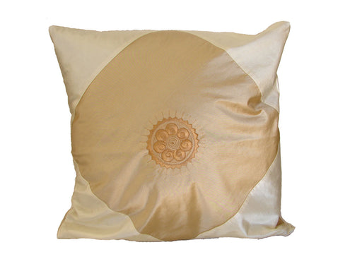 Light Beige Silk Throw Pillow Cover w/ Embroidery - Culture Kraze Marketplace.com