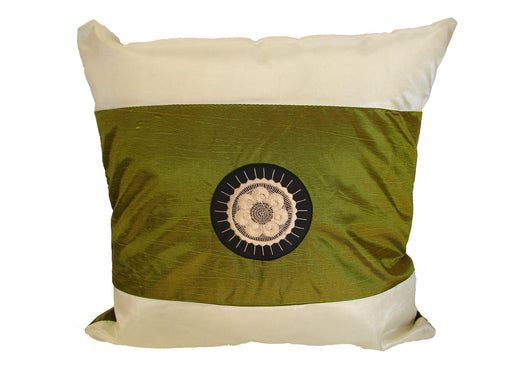Green Silk Throw Pillow Cover w/ Embroidery - Culture Kraze Marketplace.com
