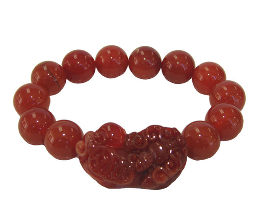 Red Carnelian Beaded Pi Yao Bracelet - Culture Kraze Marketplace.com