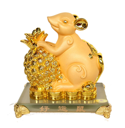 Chinese Zodiac Rat Statue with Pineapple - Culture Kraze Marketplace.com