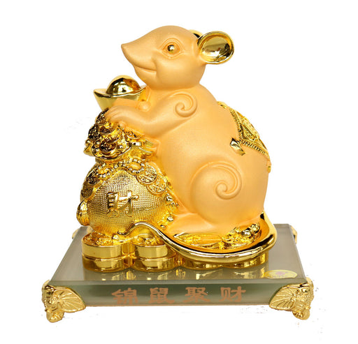 Chinese Zodiac Rat Statue with Money Bag - Culture Kraze Marketplace.com