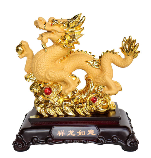Golden Chinese Dragon Statue With Dragon Ball - Culture Kraze Marketplace.com