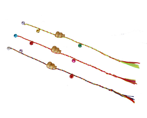 Hand Braided Friendship String Bracelet w/ Jingle Bells and Wu Lou Cham - Culture Kraze Marketplace.com