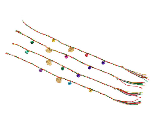 Hand Braided Friendship String Bracelet w/ Jingle Bells and Safety Cham - Culture Kraze Marketplace.com