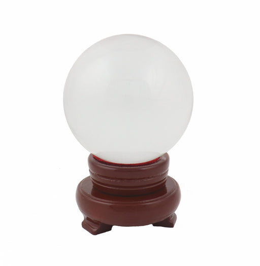 80mm Clear Crystal Sphere with Rotatable Wooden Stand - Culture Kraze Marketplace.com