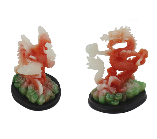 Pair of Colorful Dragon Phoenix Statues - Culture Kraze Marketplace.com