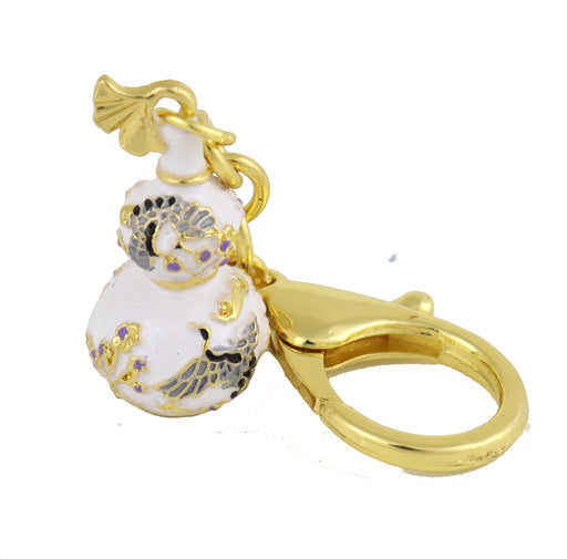 White Wu Lou With Joyous Crane Amulet Keychain - Culture Kraze Marketplace.com