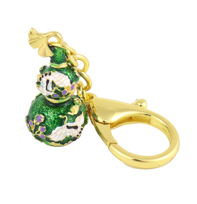 Green Wu Lou With Joyous Crane Amulet Keychain - Culture Kraze Marketplace.com